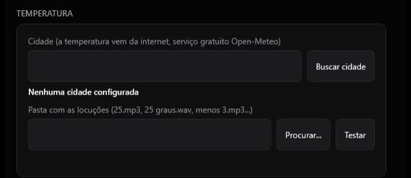 Temperatura automática pela cidade